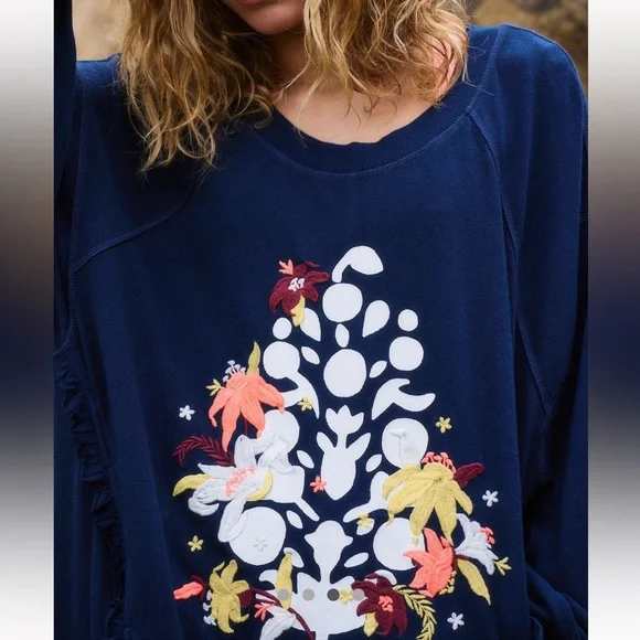 Free People Midnight Blue Floral Tunic - Picture 3 of 5